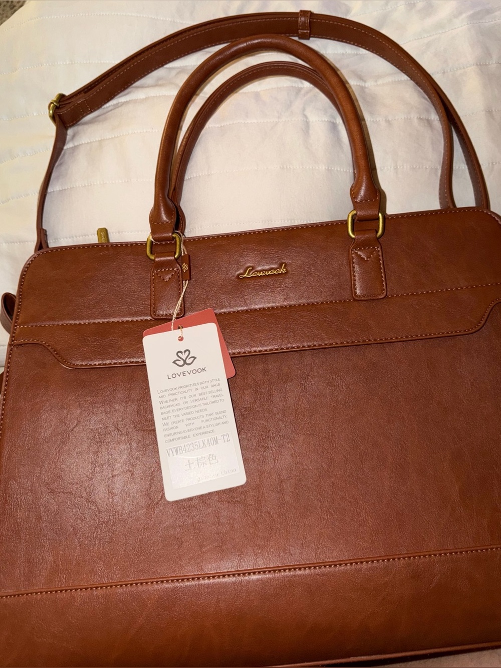 Women's Tan Leather Lovevook Laptop Bag